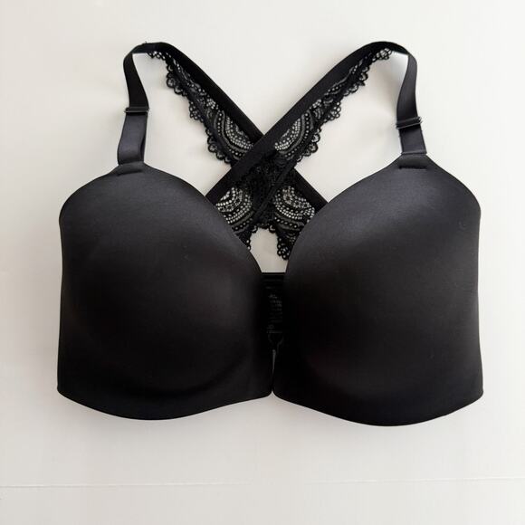 [Soma] Black Underwire Enbliss Luxe Front Close Lace Back T-Shirt Bra Size 34DD - Picture 2 of 9